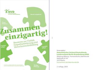 Cover der Broschüre „Zusammen einzigartig!“ des Bereichs Humanistische Lebenskunde