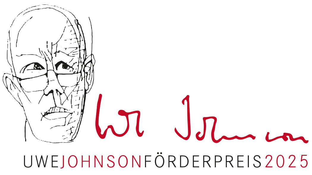 Das Logo mit dem Schriftzug „Uwe Johnson Preis 2025“ in Großbuchstaben wird gezeigt.