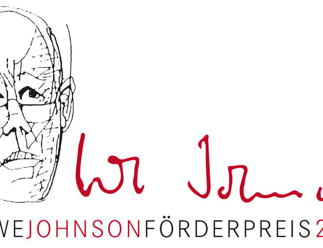 Das Logo mit dem Schriftzug „Uwe Johnson Preis 2025“ in Großbuchstaben wird gezeigt.
