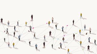 HospizKind Berlin: Ausbau Netzarbeit In dieser Grafik bilden einzelne Menschen und Linien ein Netzwerk.