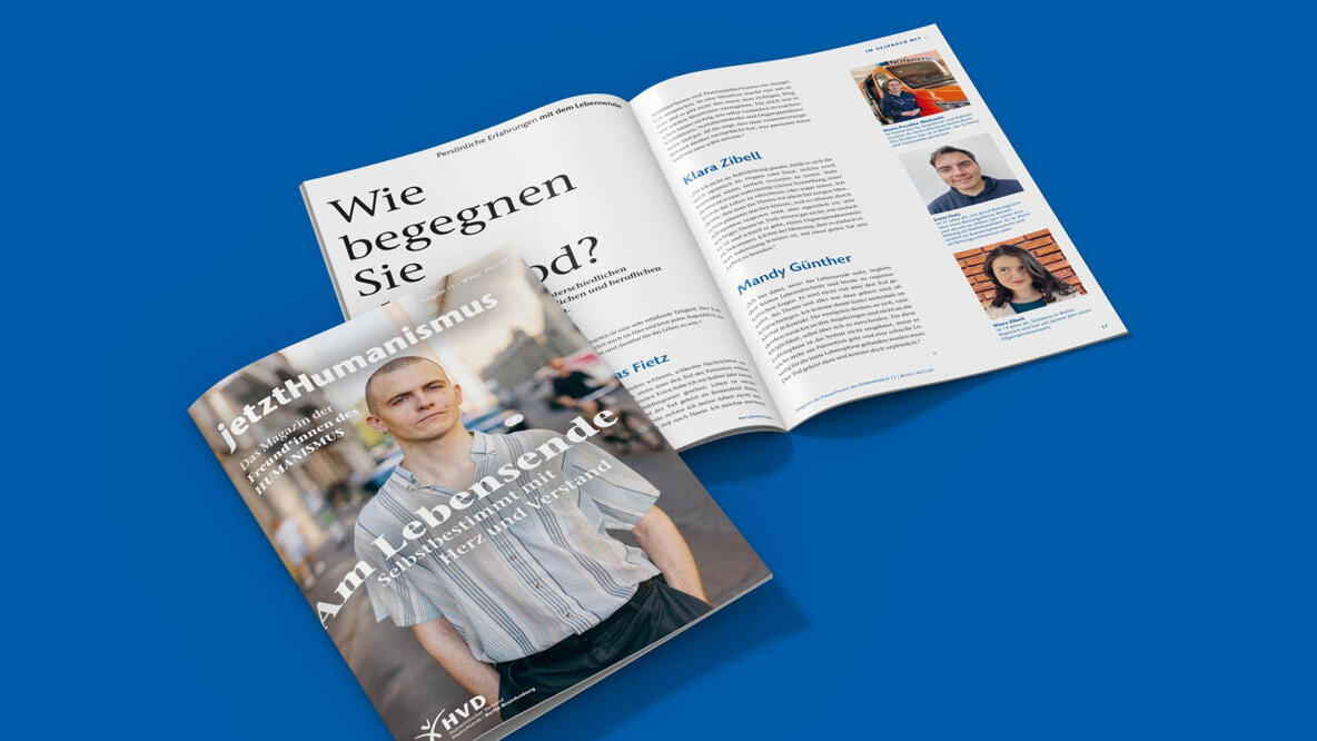 Bild des Magazins jetztHumanismus Ausgabe 13 zum Thema Am Lebensende - Selbstbestimmt mit Herz und Verstand