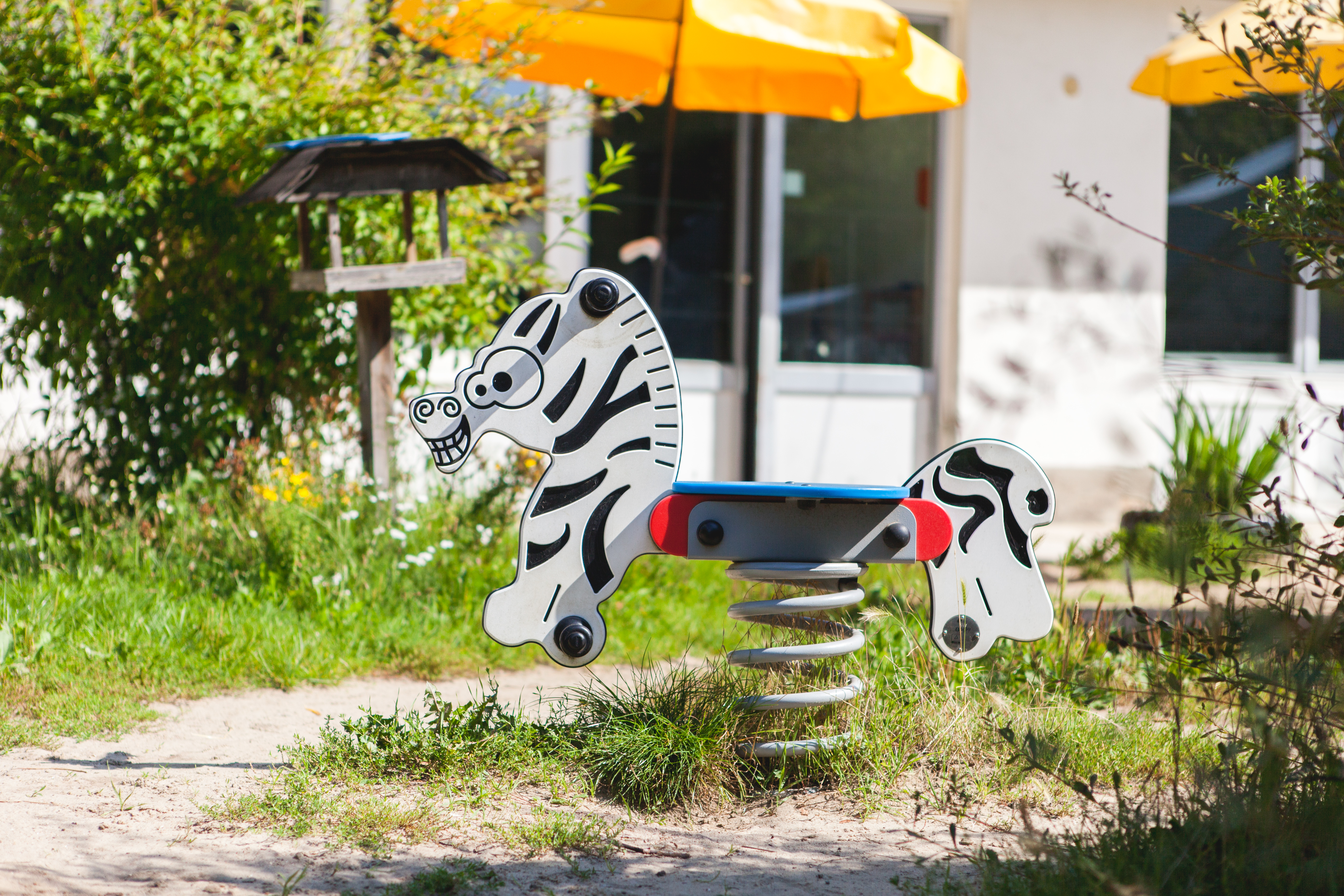 Foto Außenansicht Spielplatz mit Zebra Kita Landreiterweg