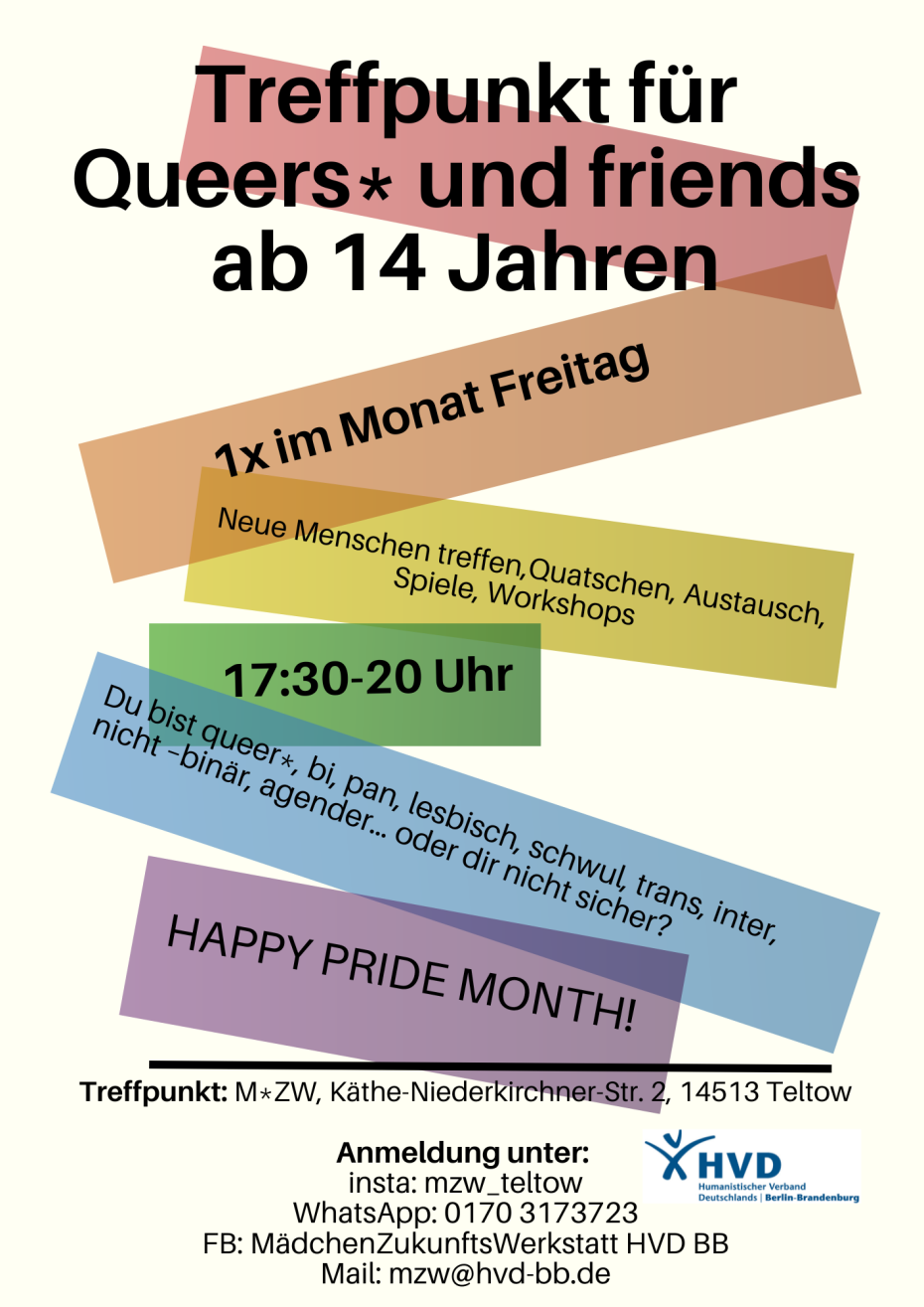 Treffpunkt für queere Jugendliche in aus Teltow, Kleinmachnow, Stahnsdorf und Umgebung