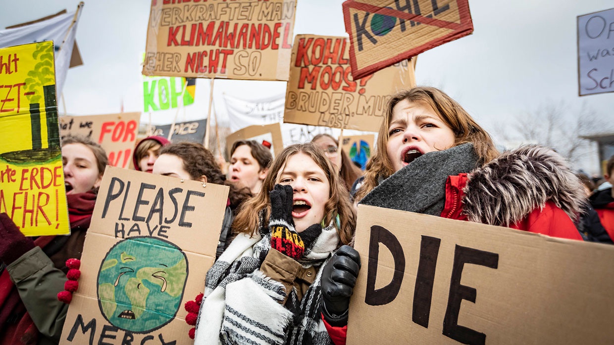 Demonstrierende Schüler_innen bei den Fridays for Future-Protesten am 25. Januar 2019 in Berlin