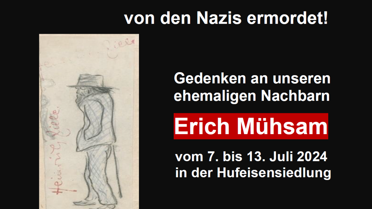 Das Bild zeigt einen Ausschnitt des Plakats zur Erich-Mühsam-Gedenkwoche 2024.