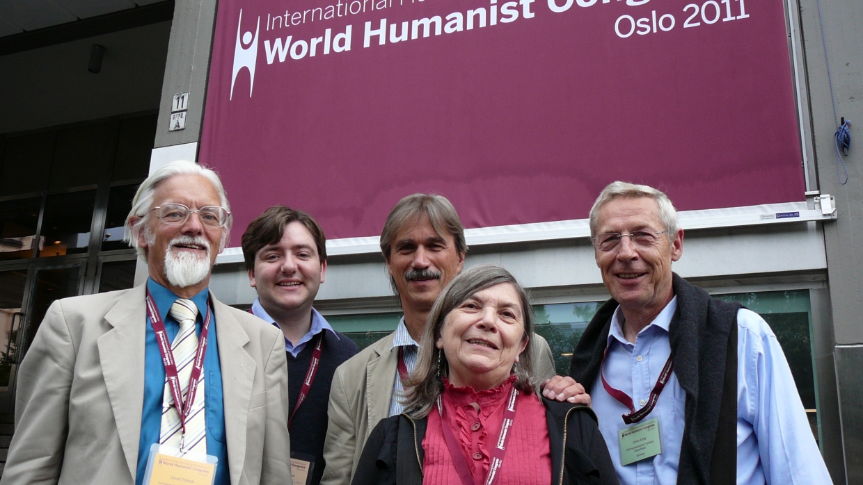 World Humanist Congress 2011 in Oslo: David Pollock, Andrew Copson, Werner Schultz, Sonja Eggerickx and Erwin Kress | CC BY-SA 3.0
